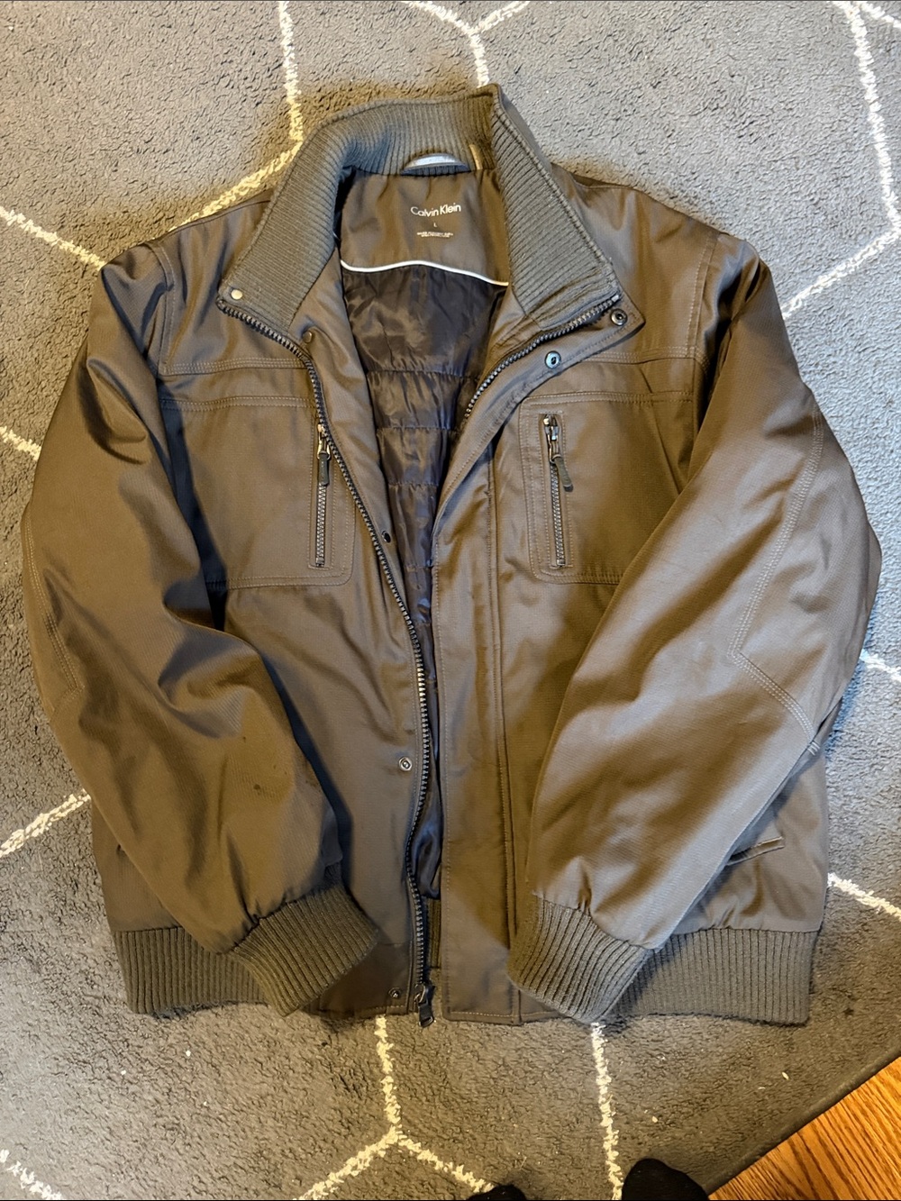 Calvin Klein Men's Brown Quilted-Lined Bomber Jacket